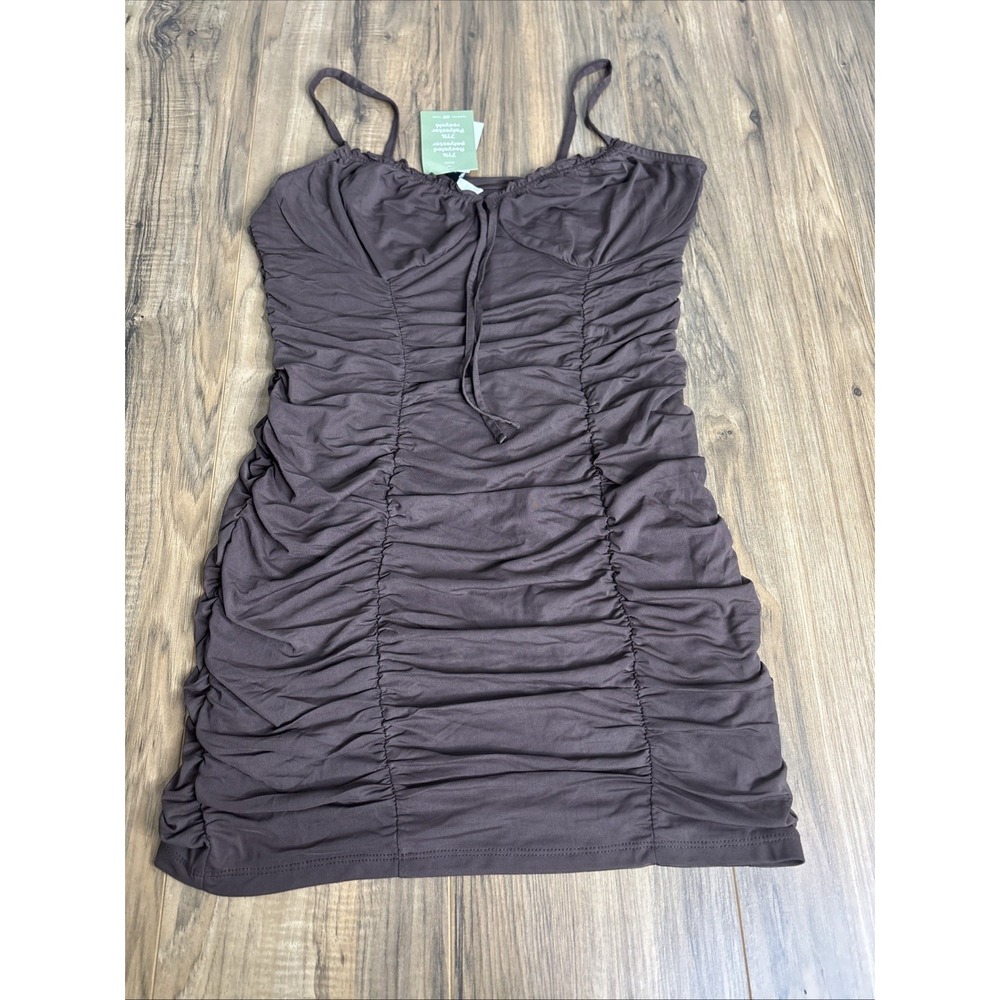 Divided Women's Spaghetti Strap Dress Large Brown Crunch Body Con Short
